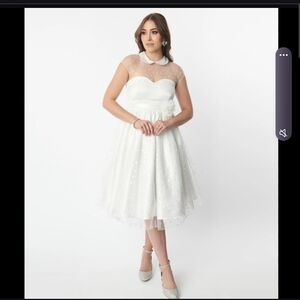UNIQUE VINTAGE Iridescent Heart Bridal Swing Dress